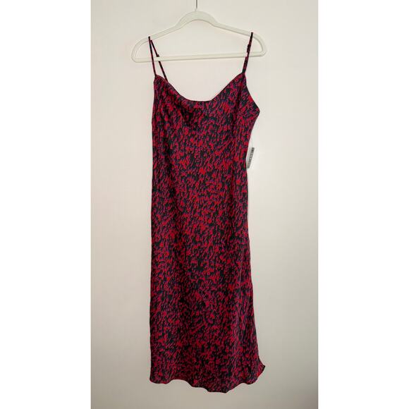 NWT Express Womens Satin Y2K Style Abstract Cowl Neck Slip Dress Spaghetti Large - Picture 2 of 6